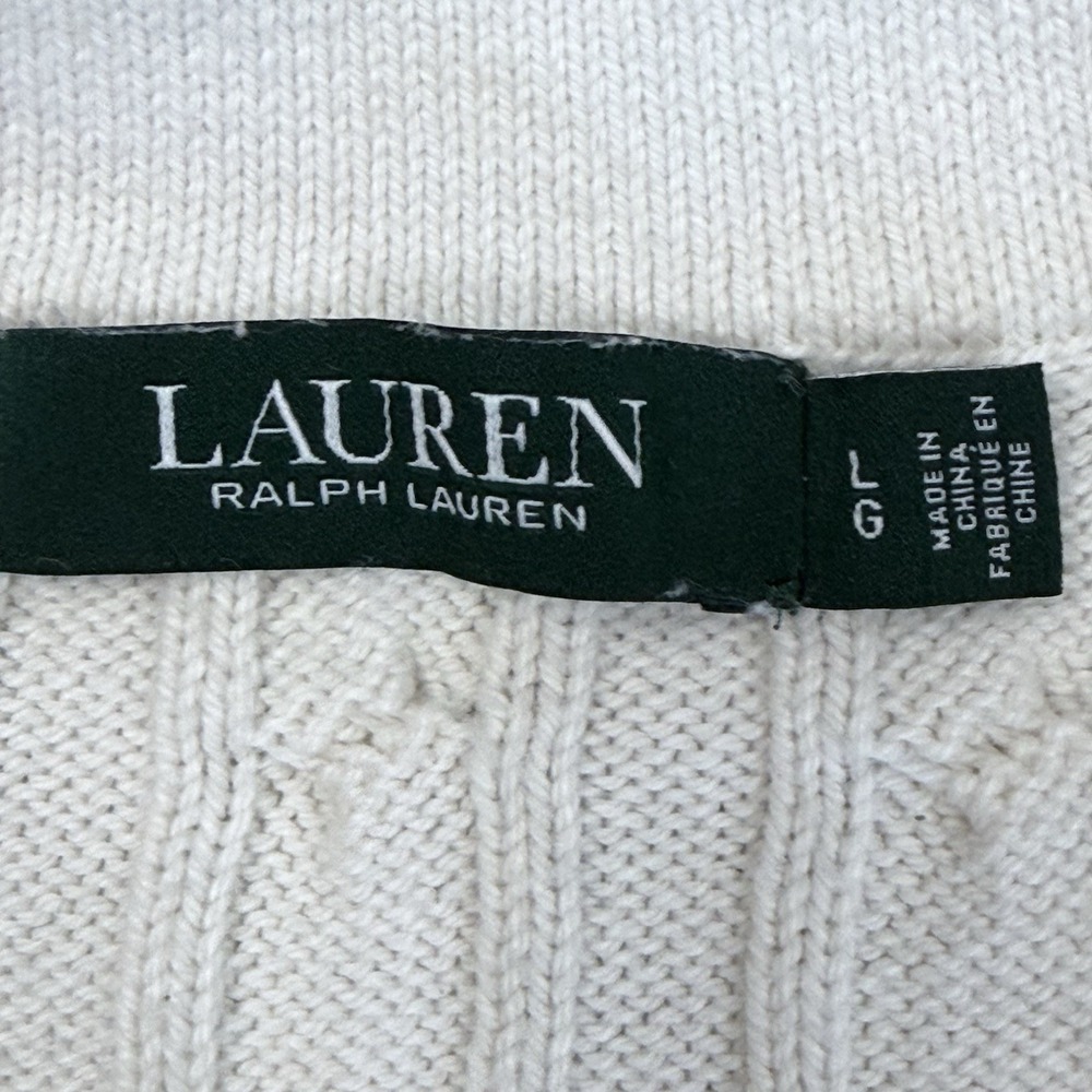 Lauren Ralph Lauren Cable Knit V Neck Sweater Womens M - Picture 2 of 11